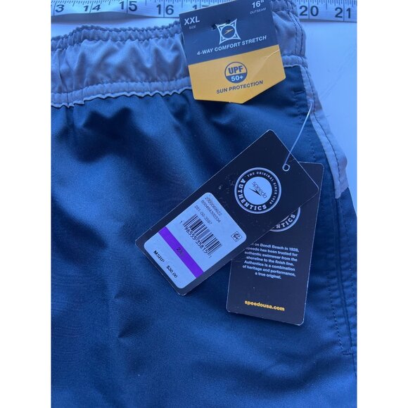 Speedo Mens 4-Way Comfort Stretch Swim Shorts UPF 50+ XXL Gray/Black NWT - Picture 9 of 9